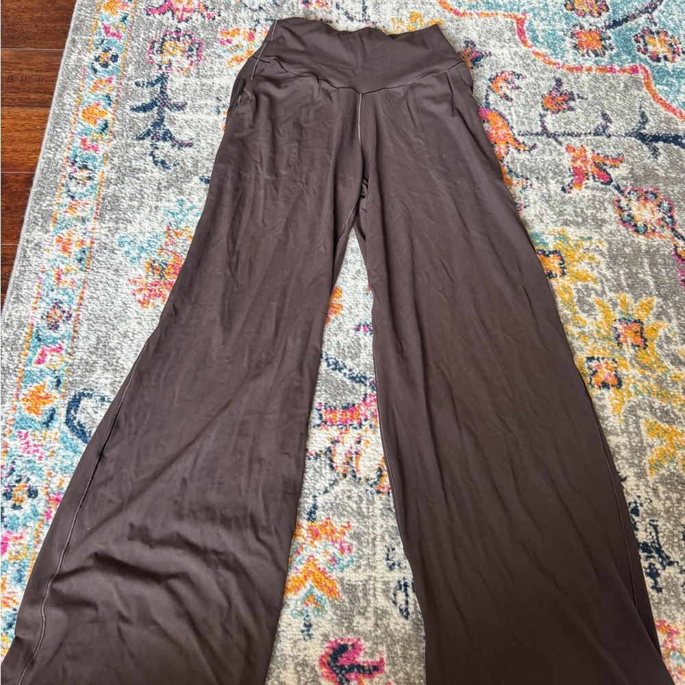 Aerie Brown Wide-Leg Pants with Relaxed Fit